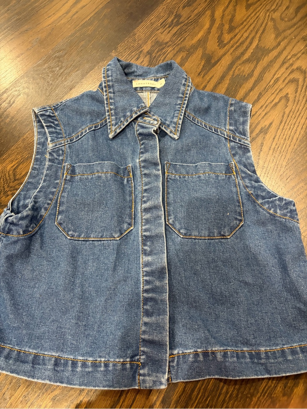 L’AGENCE Sleeveless Denim Shirt Vest Blue XS